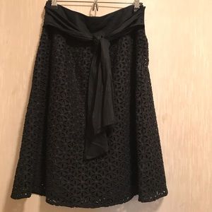 JAMIE...B Black Eyelet Midi Skirt with Sash